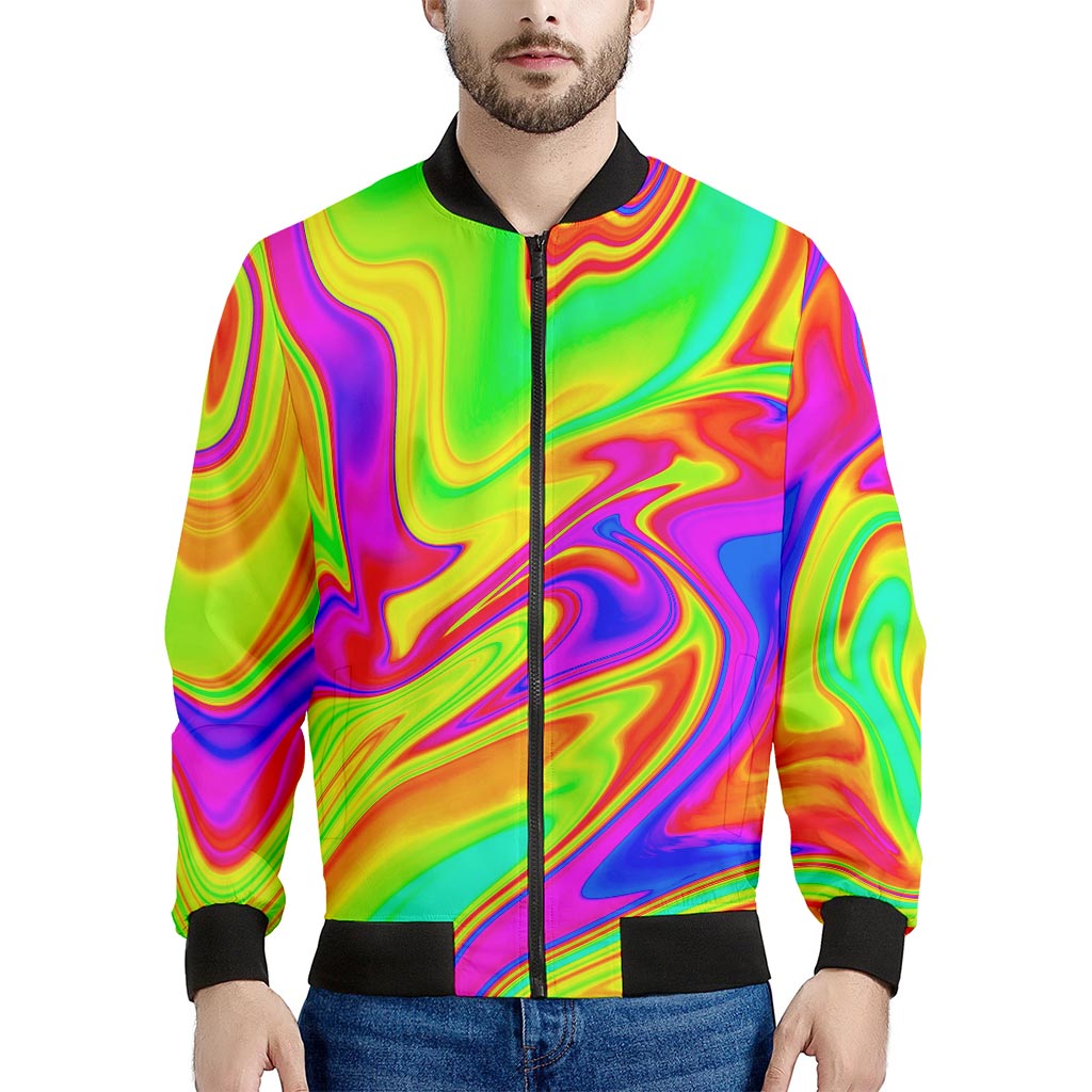 Abstract Liquid Trippy Print Men's Bomber Jacket