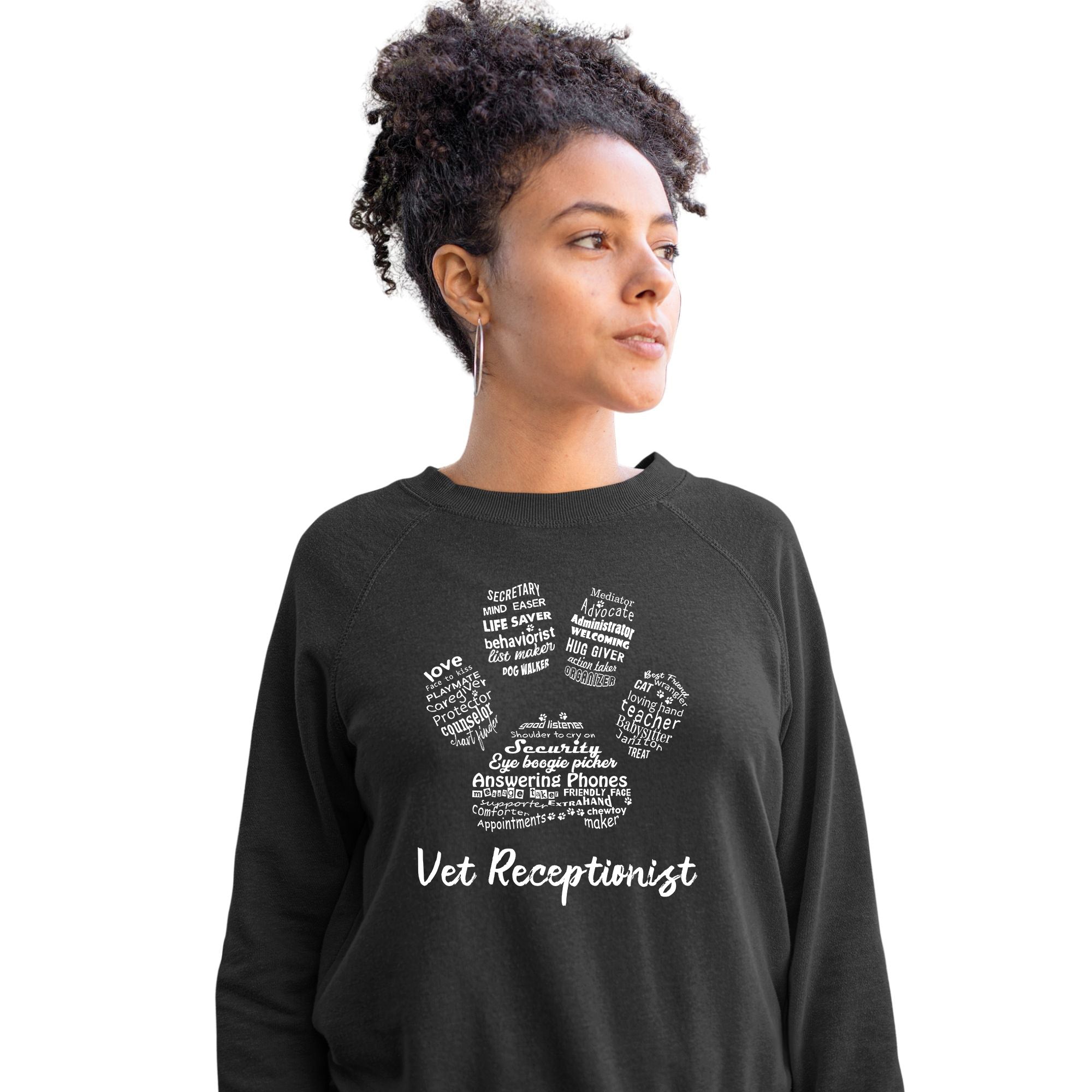 Vet Receptionist Pawprint Crewneck Sweatshirt